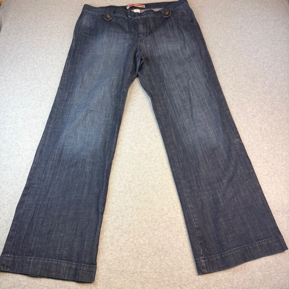 Gap Jeans Womens 14 Dark Wash Wide Leg Denim Trouser Pants Stretch Cotton